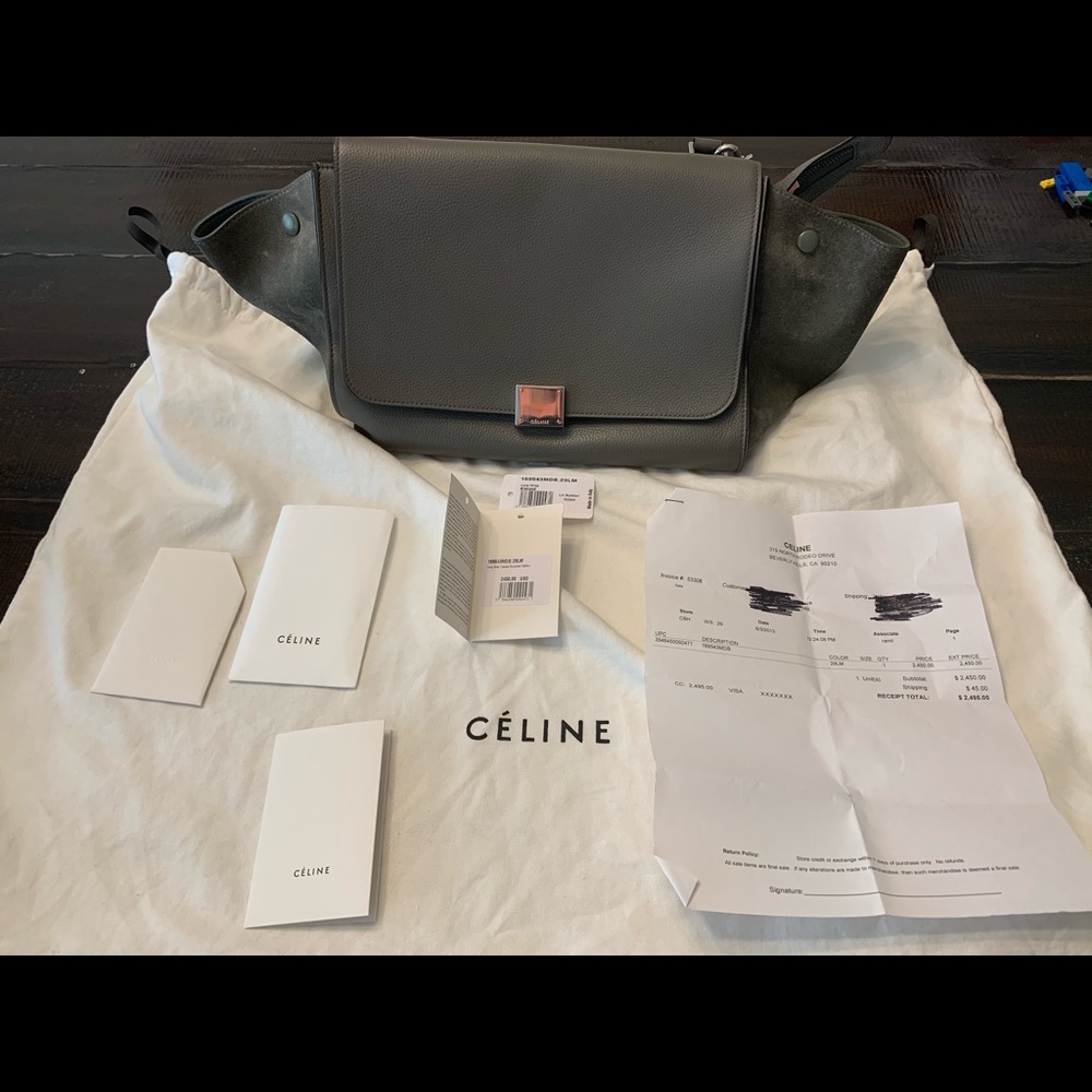 Celine Trapeze Drummed Calfskin